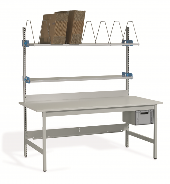 Komplett-Packtisch 1600 x 900 mm, höhenverstellbar, Faltschachtelmagazin
