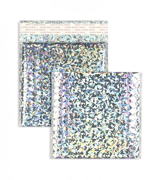 Luftpolstertaschen silber-Regenbogen glänzend - 170 x 185 mm - 10 Stück