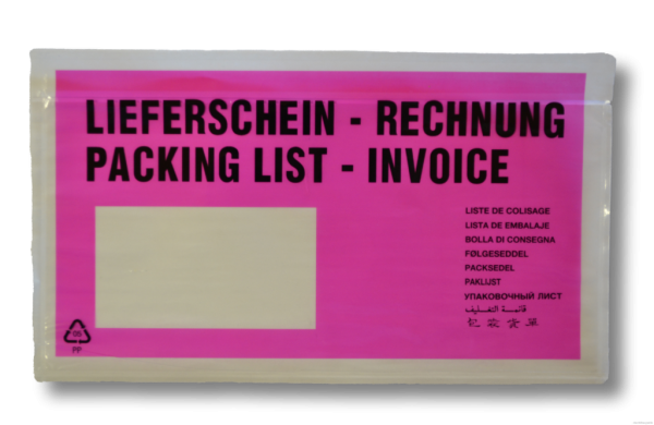 1000 Dokumententaschen DIN lang pink - Format 225 x 120mm