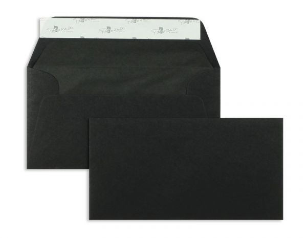 Briefumschlag 110 x 220 mm (DIN Lang) - 100 Stück / VE - Schwarz (Matt)
