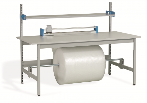 Komplett-Packtisch 1600 x 900 mm, Schneidgerät, höhenverstellbar