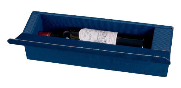 1er Geschenkkarton saphirblau- offene Wellpappe