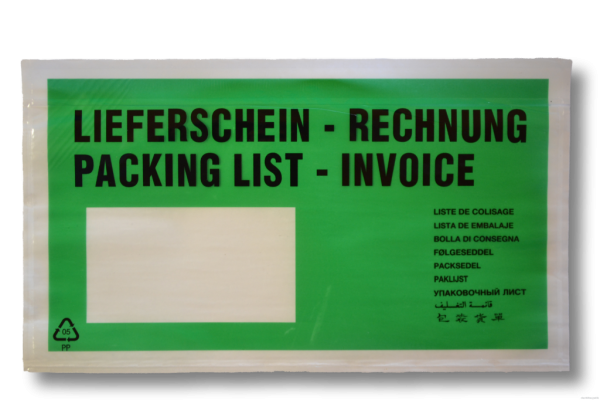 1000 Dokumententaschen DIN lang grün - Format 225 x 120mm