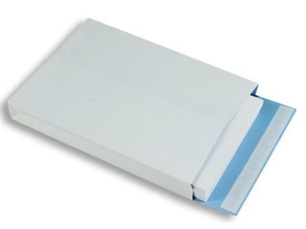 Faltentasche weiß 250 x 40 x 353 mm DIN B4 -fadenverstärkt