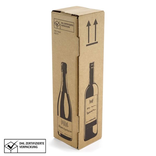 1 er Flaschenverpackung - DHL und UPS zertifiziert - 105 x 105 x 420 mm